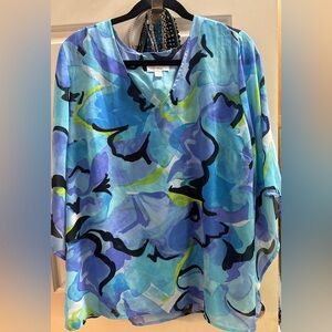 Belle by Kim Gravel Vibrant Blue and Black blouse